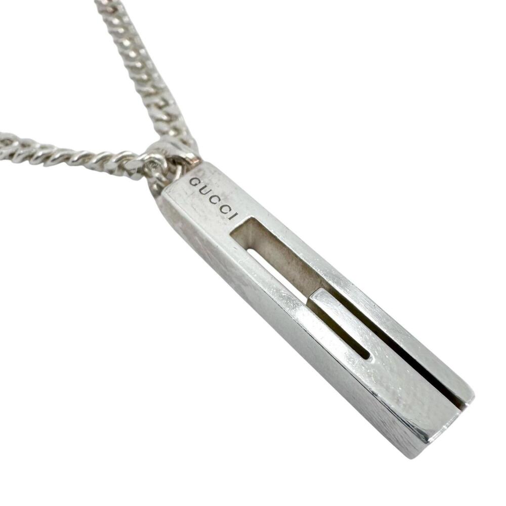 GUCCI Cutout G-Bar Necklace, SV925 Silver, Men's & Women's